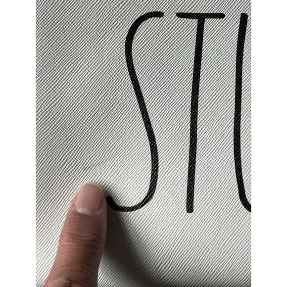 Rae Dunn STUFF Pouch PVC Cosmetic Zipper Bag Travel 7.55x5.5 White - Picture 7 of 7